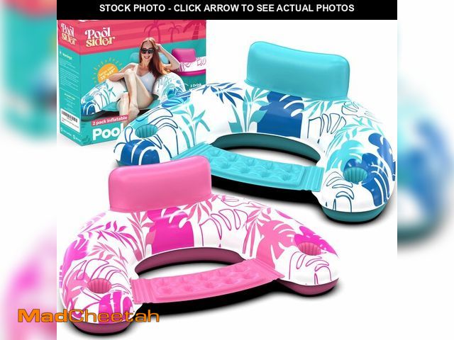 Lot 74-14384141 - Pool Chair Floats - 2 Pack Floating Pool Chairs for Adults | Inflatable Pool Chair with Cup Holder &...