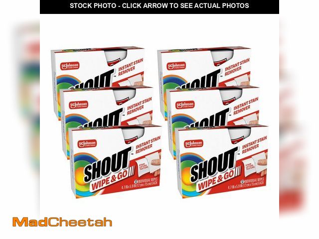 Lot 74-14272239 - Shout Wipe &amp; Go Instant Stain Remover Wipes, No Wash Required, Safe on Colorfast Washables, Trav...