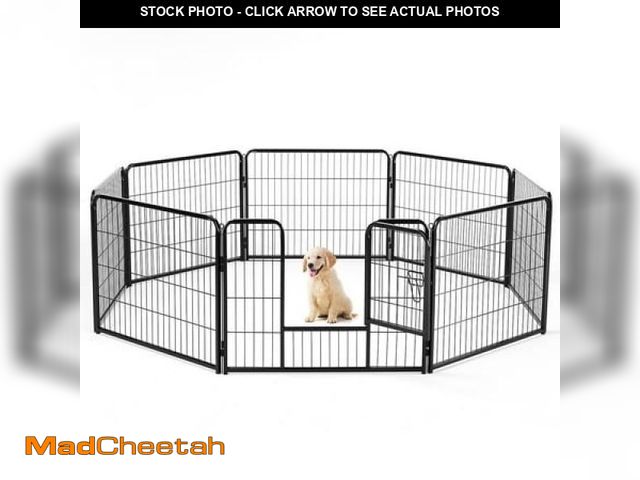 Lot 74-12421232 - Edx Dog Playpen  8 Panels 24  Foldable Heavy Duty Metal Pet Fence with Doors Indoor Outdoor - UNUSED