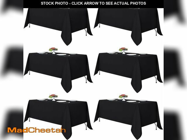 Lot 74-12326275 - Fitable Black Tablecloths for Rectangle Tables, 6 Pack - 70 x 120 Inches - Reusable and Washable Tab...