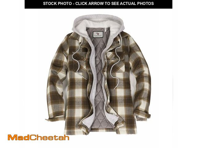 Lot 74-12706412 - ThCreasa Women's Winter Thick Quilted Lined Flannel Shacket Hooded Jacket Button Down Plaid Long Sle...