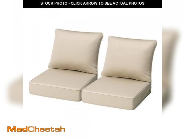 Lot 74-12517928 - Pellebant 24 in. x 24 in. 2-Set Sunbrella Deep Seating Outdoor Lounge Chair Cushion in Canvas Antiqu...