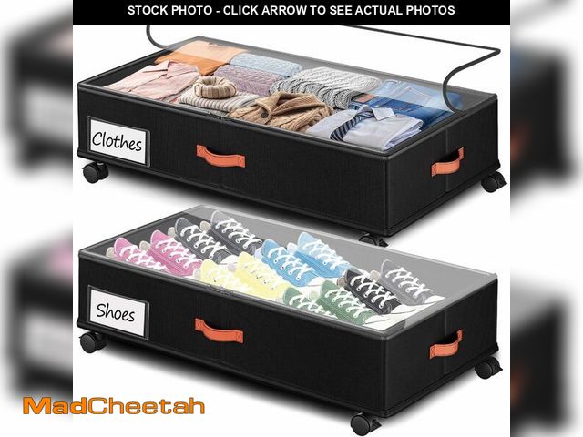 Lot 74-14065628 - Tsinglax Under Bed Storage with Wheels 2-Pack, Under Bed Storage Containers 66L Clear Lids, Rolling ...