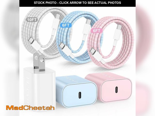 Lot 74-13715896 - Hzevn 20W USB C Fast Charging for iPhone 17 Air/16/15 Pro Max,3Pack Colorful Mixed Charger Block wit...