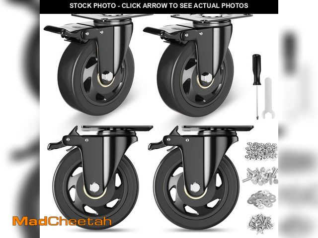Lot 74-14263766 - 4 Inch Caster Wheels, Heavy Duty Casters Set of 4, Swivel Casters with Brake 2200 Lbs, Locking Indus...