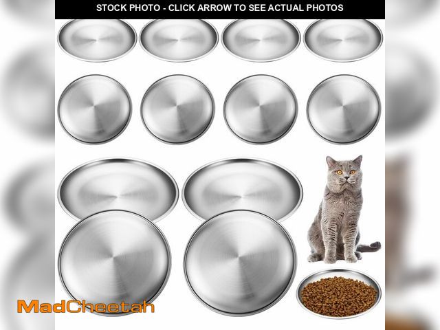 Lot 74-14207978 - Domensi 12 Pieces Stainless Steel Cat Bowl Metal Pet Food Dish Beard Fatigue Relief Replacement Easy...