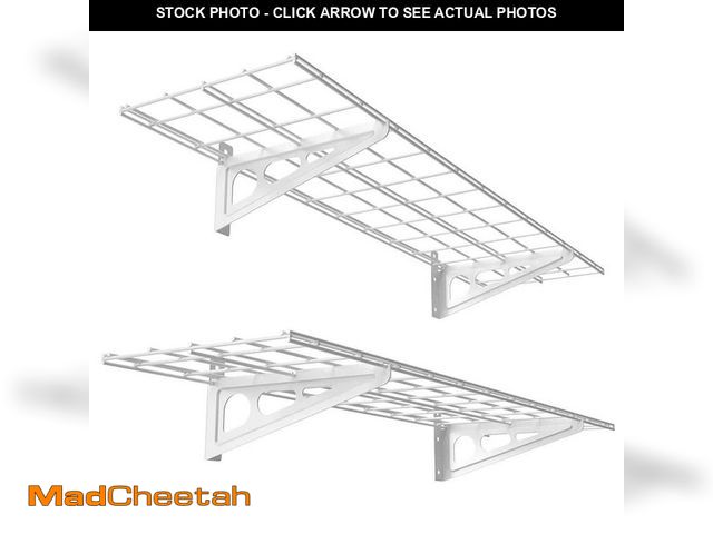 Lot 74-14373785 - FLEXIMOUNTS 48 in. x 12 in. Steel Garage Wire Wall Shelf with Brackets in White (2-Pack) - UNUSED