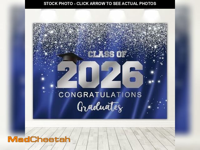 Lot 74-12456678 - Mocsicka 2025 Graduation Party Backdrop Class of 2025 Blue Silver Glitter Background Congratulations...