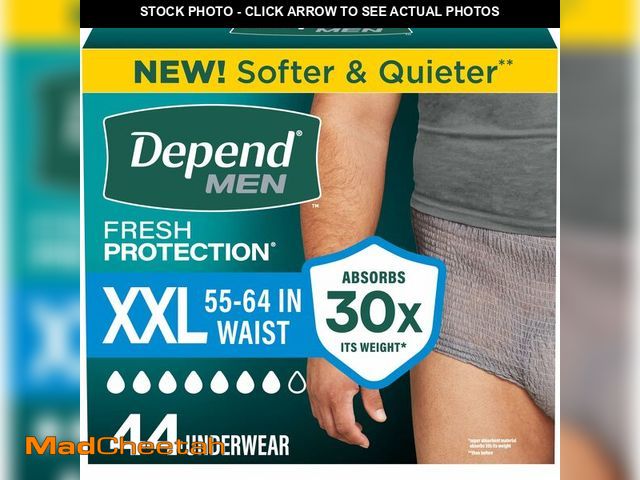 Lot 74-13583081 - Depend Fresh Protection Adult Diapers, Incontinence Underwear for Men, Disposable, Maximum, Extra-Ex...