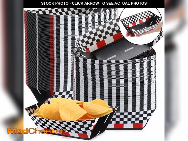 Lot 74-14267983 - Havawish 100 Pcs Racing Car Food Trays Bulk 1st Race Track Checkered Party Supplies Decorations Raci...