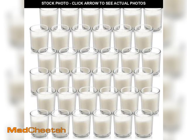 Lot 74-12327458 - *SEE DETAILS* Housecret 36 Pack Warm White Unscented Clear Glass Filled Votive Candles. Hand Poured ...