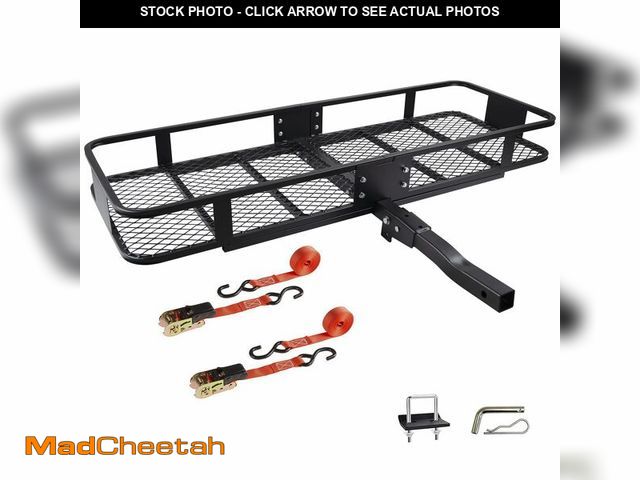 Lot 74-13789664 - Fouwick 60"x 20"x 6" Folding Trailer Hitch Mount Cargo Carrier, 500LBS Capacity, Powder Coating Lugg...