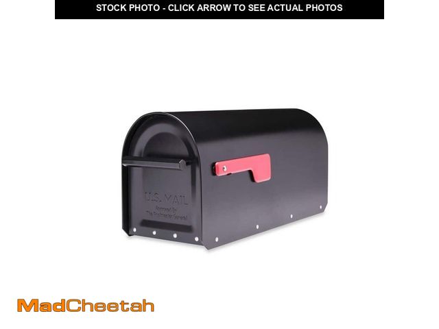 Lot 74-14467653 - Architectural Mailboxes Sequoia Black, Large, Steel, Heavy Duty Post Mount Mailbox 5560B-R-10 - UNUS...