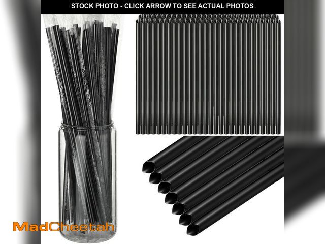 Lot 74-13715115 - Gerrii 1000 Pcs Black Individually Wrapped Straws Extra Long 6 mm Plastic Drinking Straws Disposable...
