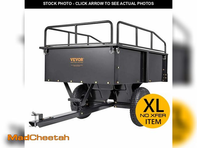 Lot 74-12680294 - (MISSING TAILGATE)VEVOR Heavy Duty ATV Trailer Steel Dump Cart, 750-Pound 15 Cubic Feet, Garden Util...