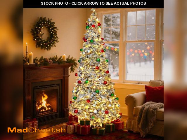 Lot 74-12766065 - Lookfly 7.5FT Pop-Up Artificial Christmas Tree with 450LED Lights,White Prelit Christmas Tree with F...
