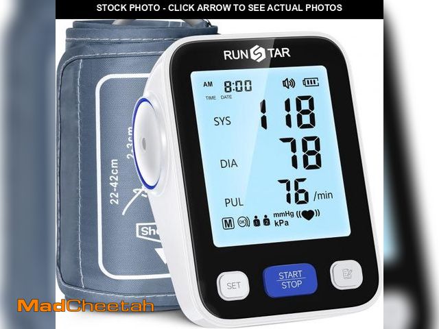 Lot 74-12331300 - Runstar Upper Arm Blood Pressure Monitor with Wide Range Cuff (8.7'' -16.5'') for Home Use FSA/HSA E...