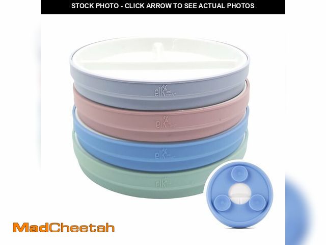 Lot 74-13624348 - Elk and Friends Kids 6.7Ã¢â¬Â Porcelain Divided Plates with Silicone Suction Sleeves | Suitable fo...