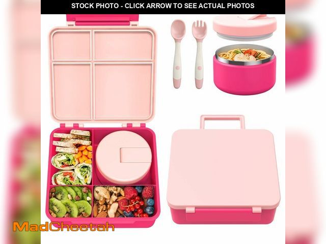 Lot 74-14212315 - Pawtong Bento Lunch Box with 8oz Soup Thermo, Kids Leakproof Lunch Food Containers with 4 Compartmen...