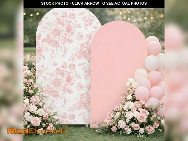 Lot 74-14340343 - Tegeme 2 Set Pink Floral Arch Cover 7.2ft 6.6ft Party Stretchy Backdrop Cover for Wedding Birthday T...