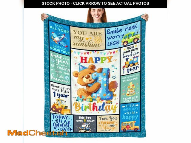 Lot 74-13541529 - CIUGOIG 1 Year Old Boys Gifts, Happy 1st Birthday Blanket 50"x60", 1st Birthday Gifts for One Year O...