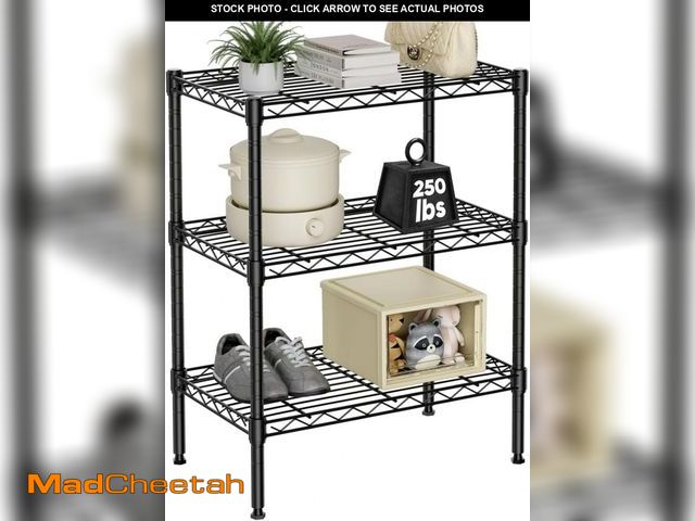Lot 74-12098534 - Sweetcrispy 3 Tier Metal Storage Shelving Shelf, Adjustable Metal Wire Racks Heavy Duty Standing She...