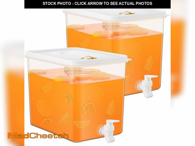 Lot 74-13542207 - Domensi 2 Pack 2 Gallon Drink Dispenser for Fridge with Spigot Water Dispenser Leak Proof Lids Filte...