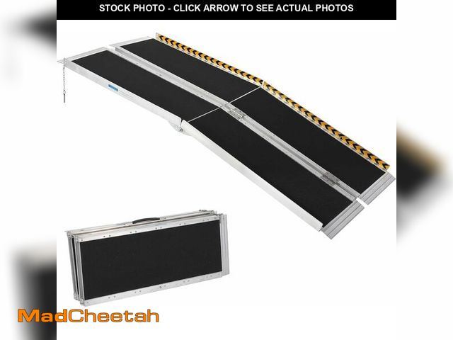 Lot 74-13679985 - Heavy Duty 5 FT Wheelchair Ramp - 600 Lbs Weight Capacity, Non-Skid Aluminum Ramp with Reflective St...