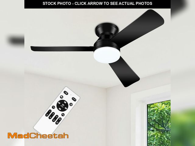 Lot 74-13577006 - ZOUQILAI Ceiling Fans with Lights - 42 Inch Low Profile Ceiling Fan with Light and Remote, Reversibl...