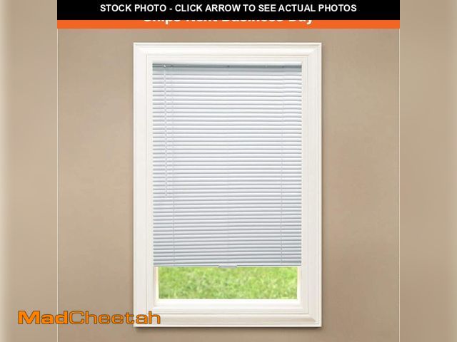 Lot 74-12831634 - Unbranded White Cordless Room Darkening Vinyl Mini Blinds with 1 in. Slats-44 in. W x 48 in. L (Actu...