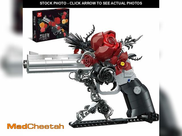 Lot 74-13571556 - LMGOV Gothic Rose Mechanical Display Building Blocks Set, Black &amp; Silver Floral Art Sculpture Mo...