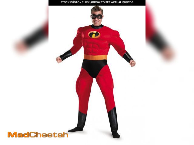 Lot 74-12305619 - Disguise mens Unisex - Deluxe Muscle Mr Incredible Adult Sized Costumes, Red, XL 42-46 US - USED