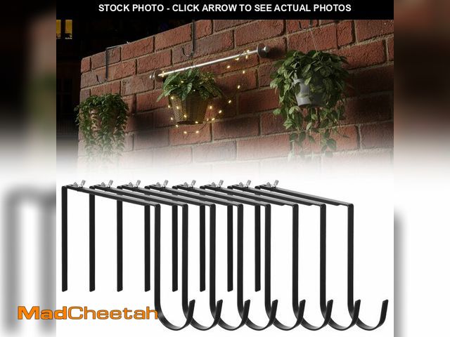 Lot 74-14274358 - xozeooeu 8 Pcs No Drill String Light Hooks, Adjustable Metal Hangers for 6-11 Inch Concrete Cinder B...
