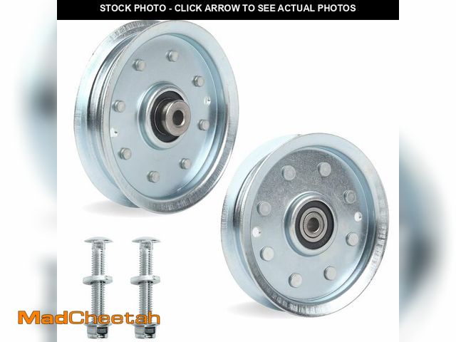 Lot 74-14273241 - TonGass (2-Pack, Silver) Exact Replacement 4 7/8" Flat Idler Pulley 956-04129 Idler Pulley Compatibl...