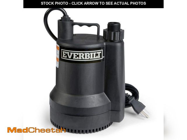 Lot 74-13771103 - Everbilt 1/6 HP Plastic Submersible Utility Pump - USED