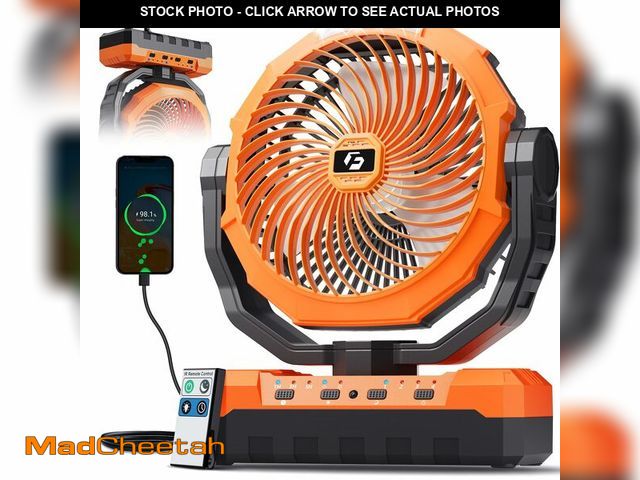 Lot 74-14380609 - FRIZCOL 3-in-1 Camping Fan - Portable Fans Rechargeable - 24000mAh Battery Powered Fan with Light &a...