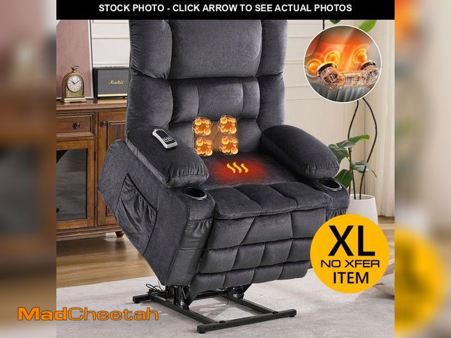 Lot 74-13268920 - Boyel Living Grey Fabric Dual Motor Large Power Lift Recliner Chair with knead the waist and heat,Cu...