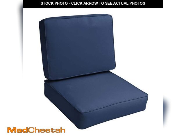 Lot 74-14246410 - SORRA HOME 22 in. x 22 in. x 4 in. Outdoor Corded Cushion Set in Sunbrella Canvas Navy - UNUSED
