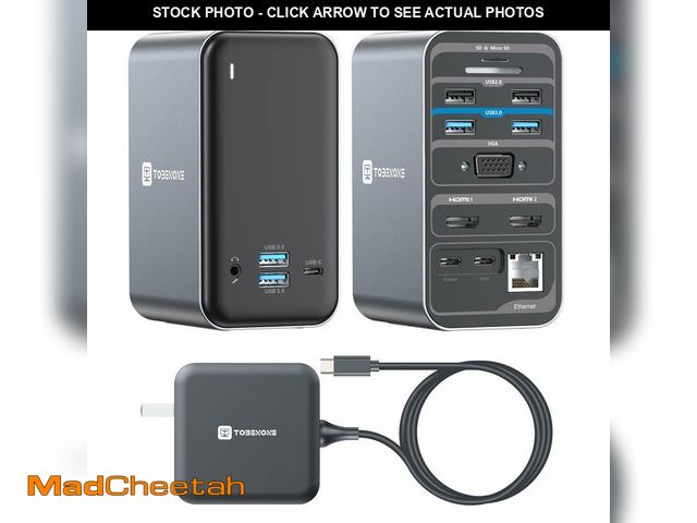 Lot 74-12717923 - TobenONE USB C Docking Station Dual Monitor with 100W GaN Charger, Laptop Dual HDMI Docking Station ...