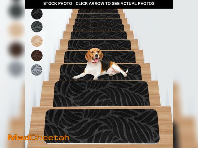 Lot 74-13539706 - 8" X 25.6" (15 Pack) Non Slip Stair Carpet Treads for Wood Steps, Indoor Stair Mats Covers with Adhe...