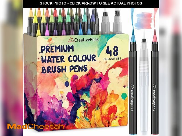 Lot 74-14207639 - Creativepeak Watercolor Brush Pens - 48 Vibrant Soft Tip Coloring Markers with 2 Blending Brushes - ...