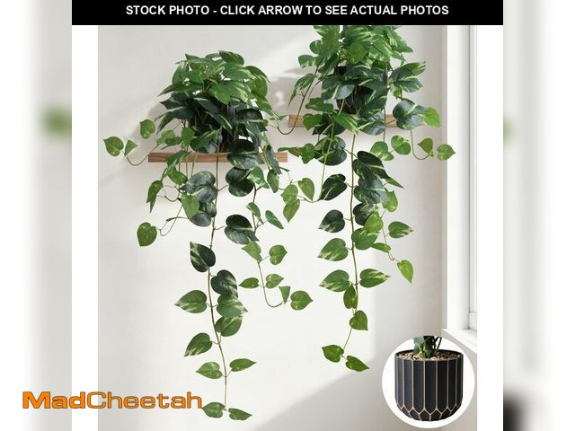 Lot 74-14147177 - FancyPlus Fake Plants 2 Pcs Faux Pothos Plants Potted Indoor Artificial Hanging Plants Realistic Fak...
