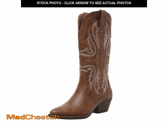 Lot 74-14301988 - SelRoys Cowboy Boots for Women Cowgirl Mid Calf Western Boots Embroidered Stitched Pointed Toe Chunk...
