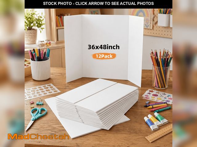 Lot 74-14588565 - LAVFOX White Tri-Fold Project Board 36" x 48", 12-Pack - UNUSED