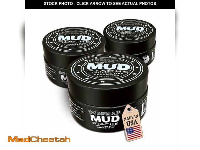 Lot 74-14145501 - Bossman MUDstache Unscented Mustache Wax for Men (3 oz) - 3 Pack - Strong 24-Hour Hold, Non-Tacky &a...