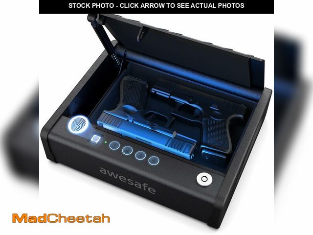 Lot 74-14423627 - awesafe Biometric Gun Safe for Pistol, 3 Ways Quick Access Handgun Safe with Fingerprint Digital PIN...