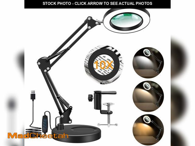 Lot 74-13544153 - Hviww 10X Magnifying Glass with Light and Stand, Magnifier with Light Hands Free, 3 Color Modes 10 L...