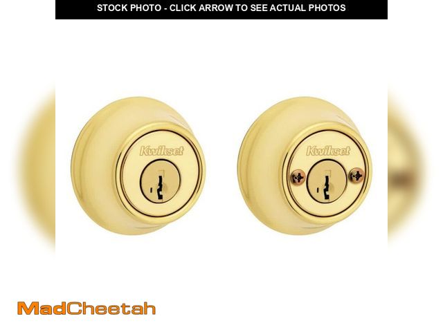 Lot 74-12854923 - Kwikset 665 Polished Brass Double Cylinder Deadbolt featuring SmartKey Security and Microban Technol...