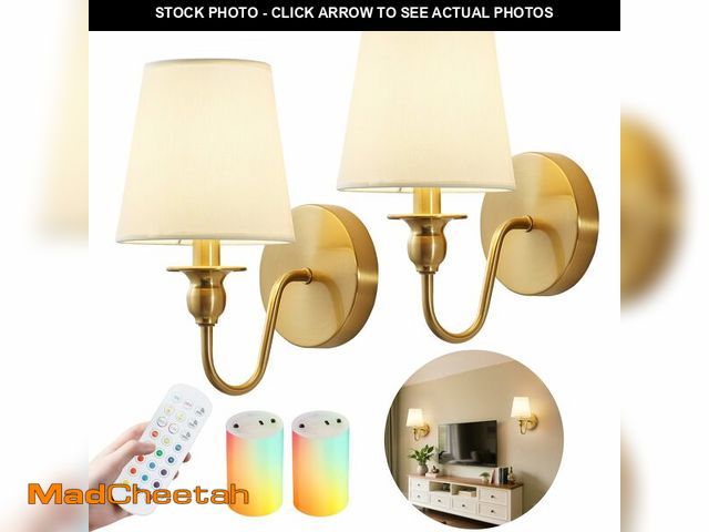 Lot 74-13947772 - Battery Operated Wall Sconces set of Two,Wireless Wall Sconces with 10000mAh Dimmable Bulb and Remot...