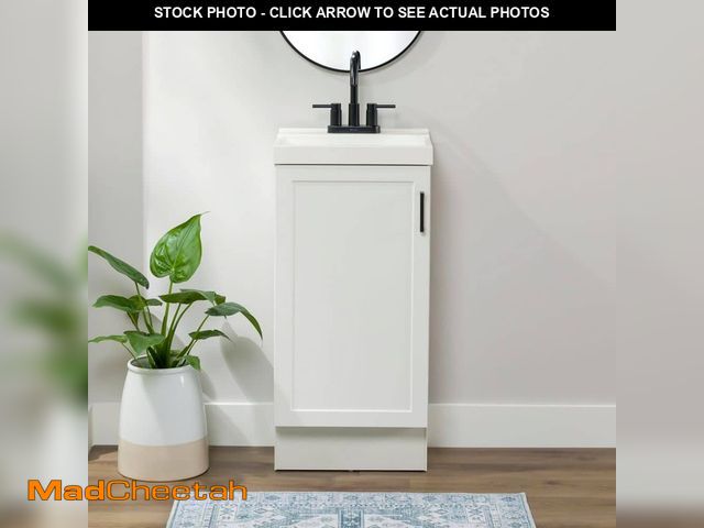 Lot 74-13286383 - Glacier Bay Penlee 17 in. Single Sink White Bath Vanity with White Cultured Marble Top (Assembled) -...
